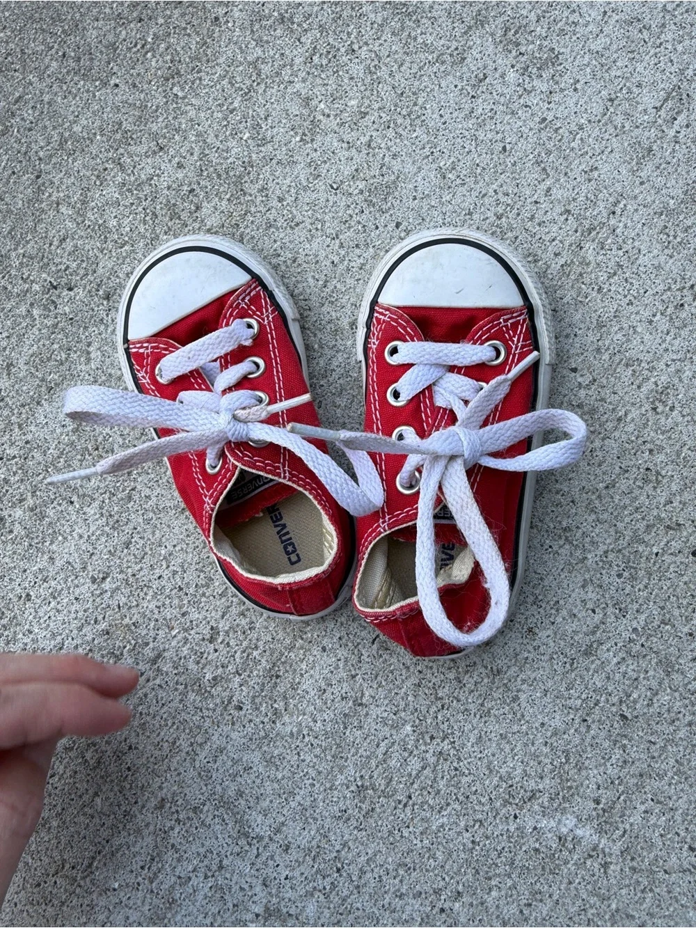 Converse Kids Red Low-Top Canvas Sneakers with White Laces